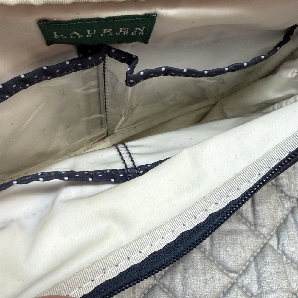 Ralph Lauren Navy Polka Dot Makeup Bag - Picture 2 of 3